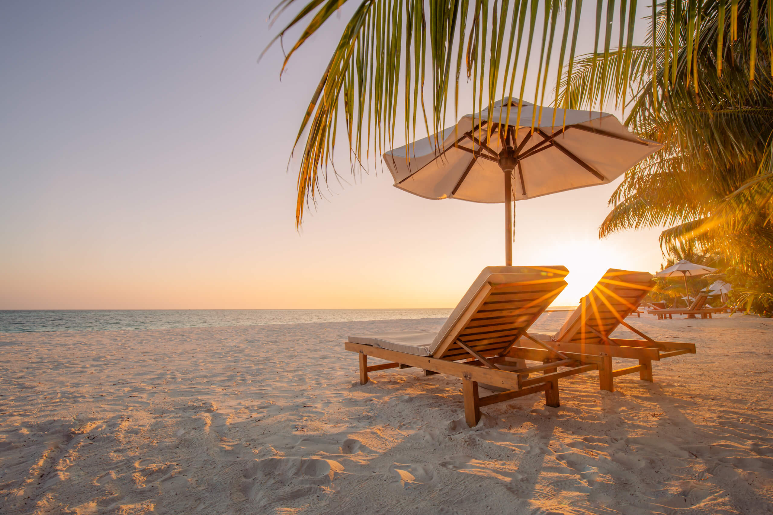 Beach chairs sunset